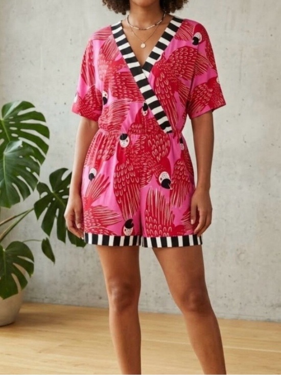 FARM Rio Pants - Farm Rio By Anthropologie Selma Parrot Romper - Size M
